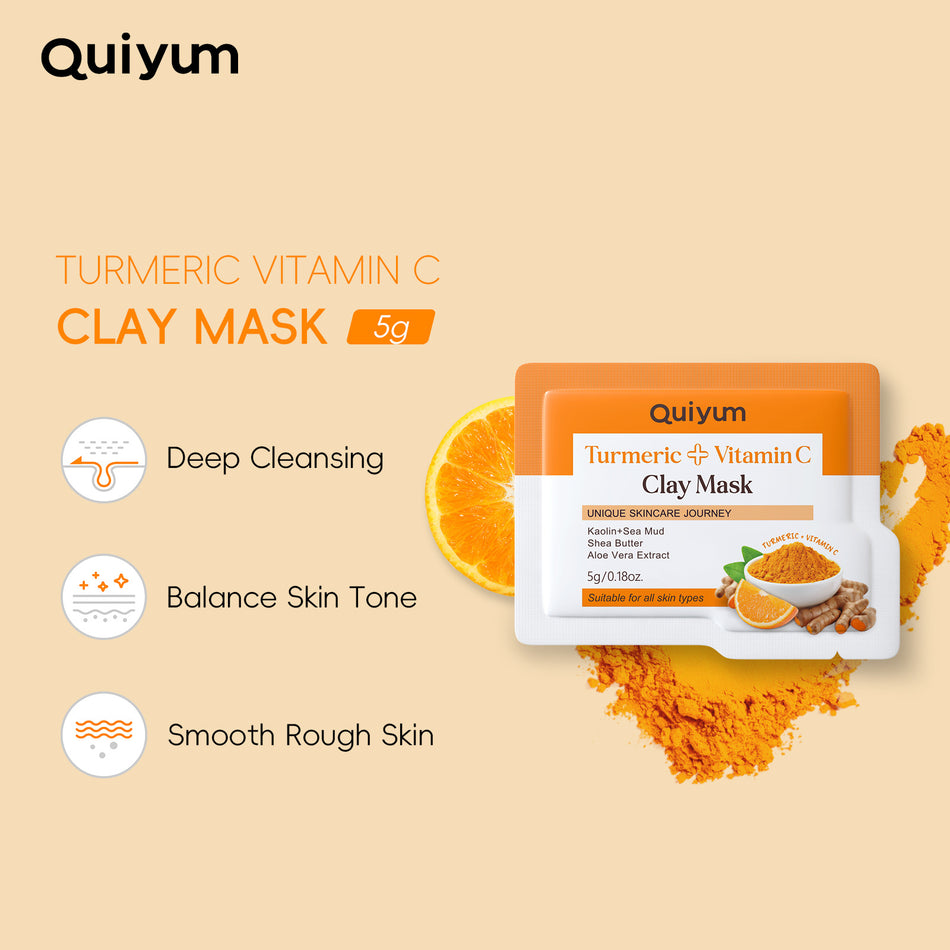 🌿 Quiyum Turmeric Vitamin C Facial Mask Sheet – Pack of 2