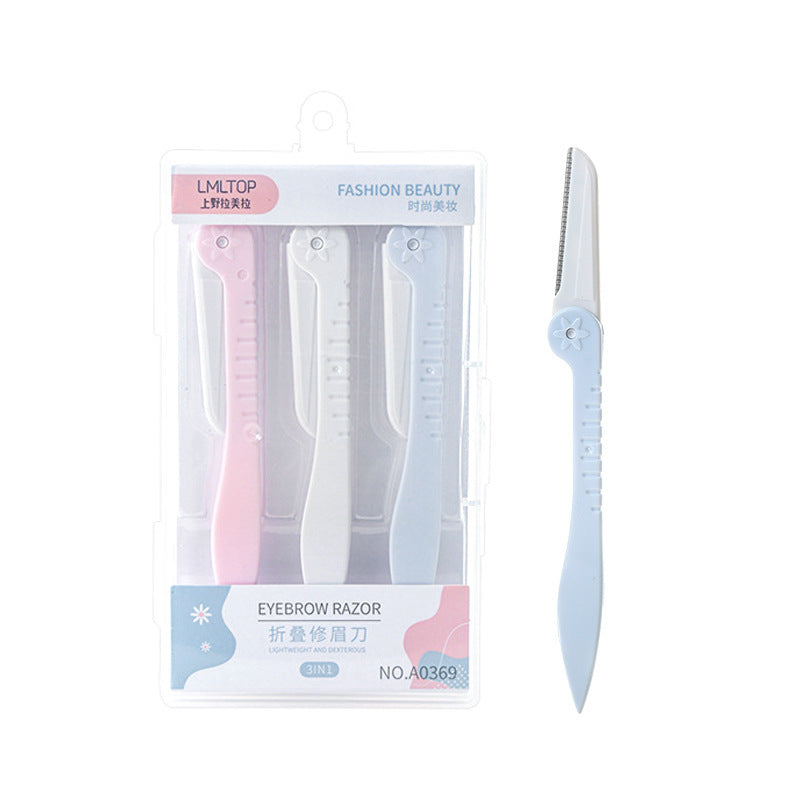 3-Pack Foldable Eyebrow Razor | Safe Stainless Blades