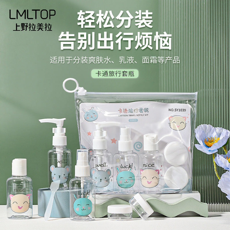 6-Pc Cartoon Travel Set | Spray & Lotion Kit