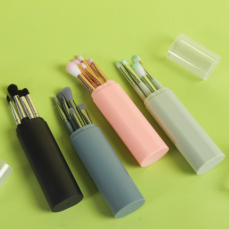 5-Pc Barrel Makeup Brush Set | Portable Travel Storage