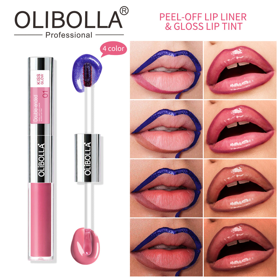 Pearlescent Blue Peel-Off Lip Gloss & Liner Set
