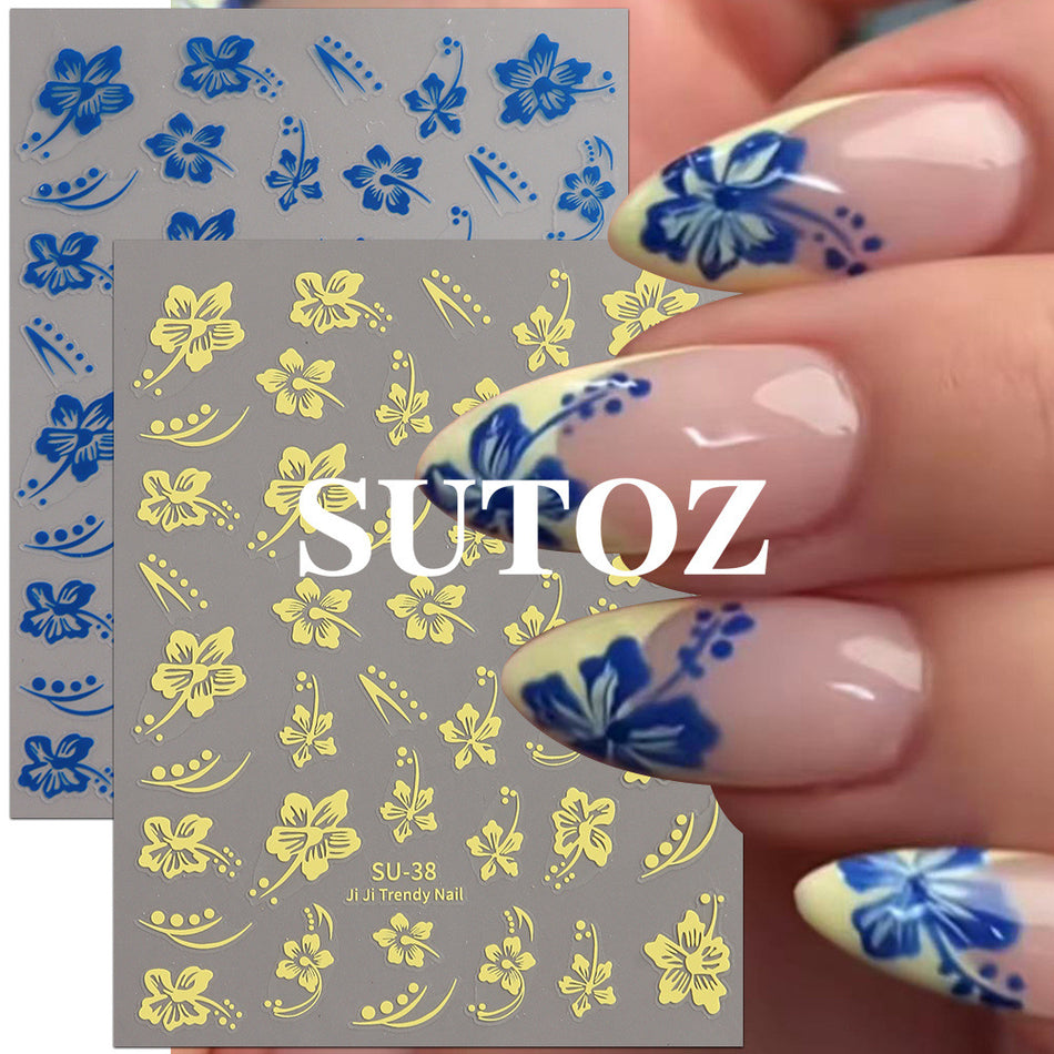3D Flower Nail Stickers – Hibiscus Style Art