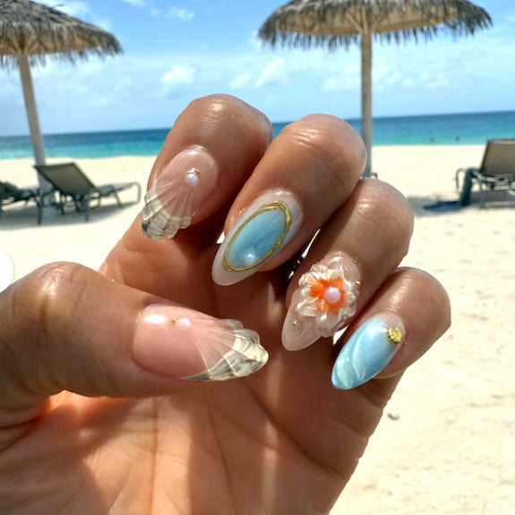 3D Carved Diamond Almond Nails – Spicy Girl Style