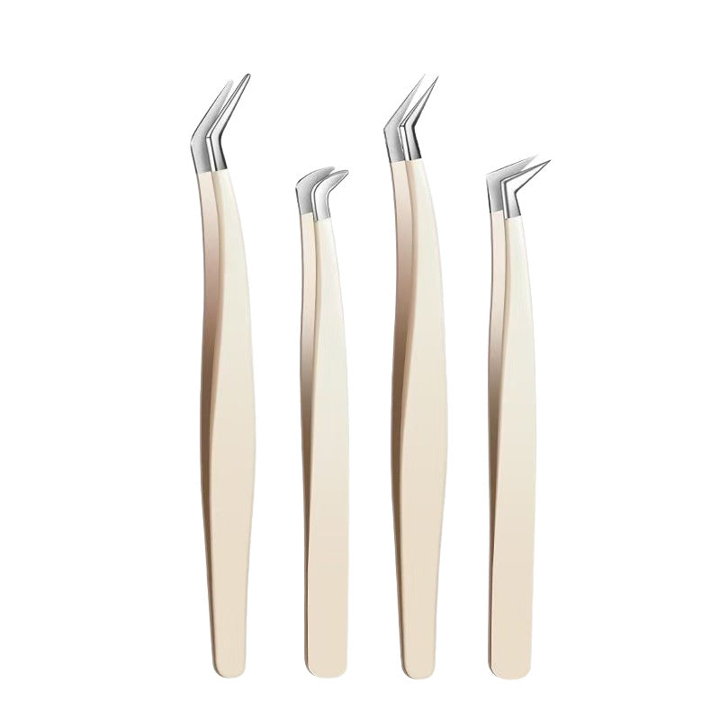 Professional Eyelash Tweezers Set Gold Feather Tool