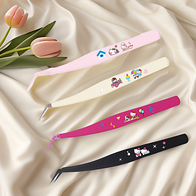 Anti-Adhesive Eyelash Tweezers Gold Feather Tool