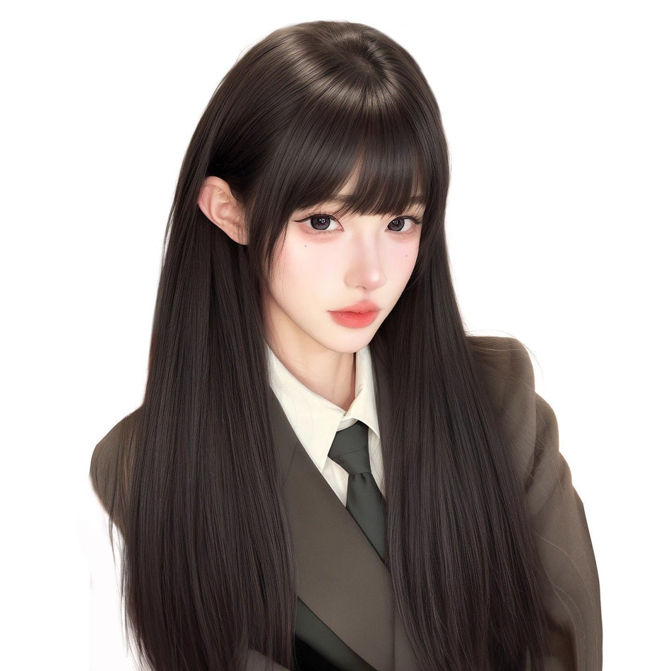 Women’s Korean Style Black Long Straight Wig