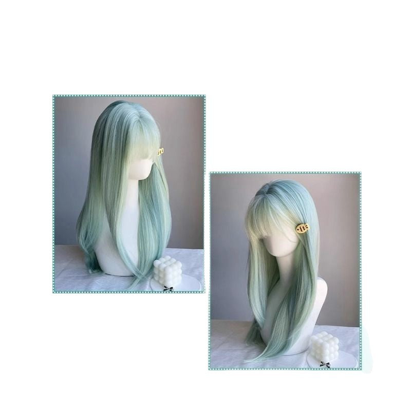 Mint Green Long Straight Fashion Wig for Women