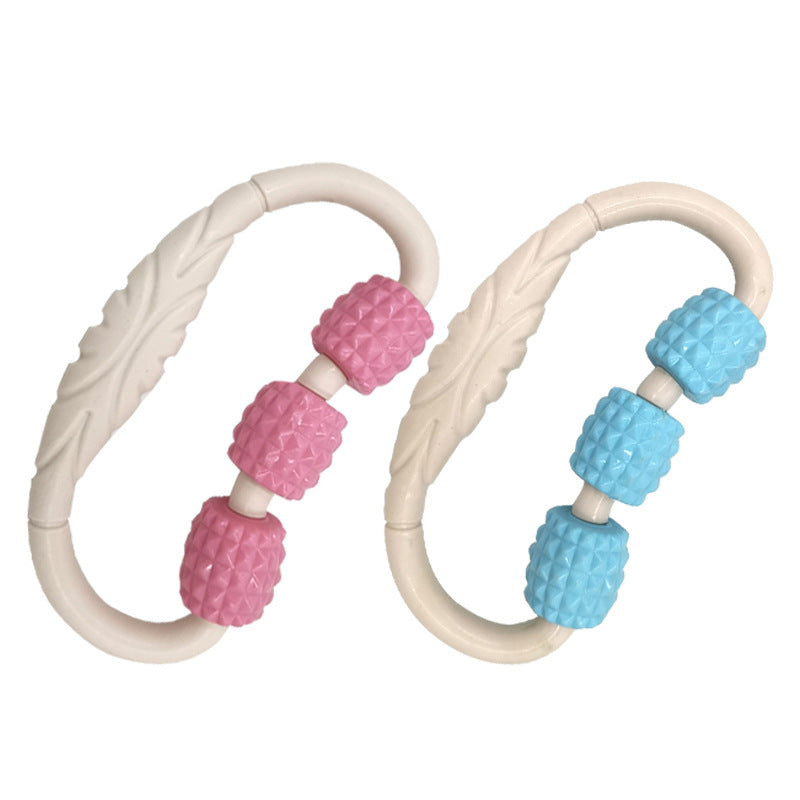 Premium Handheld Three-Wheel Clamping Muscle Massage Roller & Yoga Ring