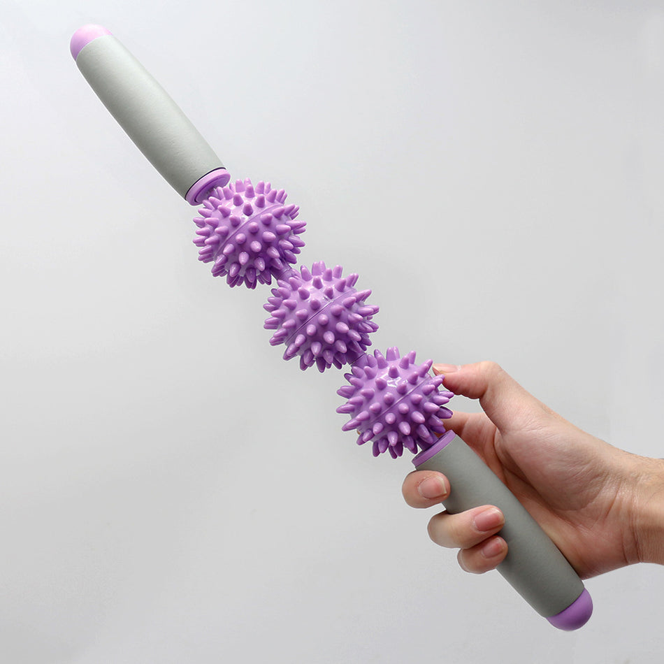Premium Multi-Color Thorn Ball Fascia Massage Stick (3-Ball & 5-Ball Yoga Roller)
