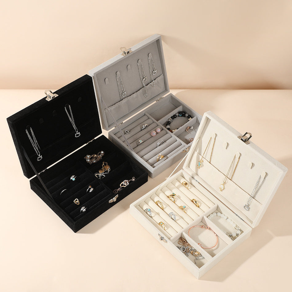 Gold Ring Jewelry Box Drawer Storage for Necklace Earrings Organizer