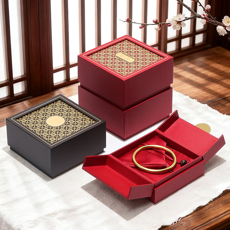 Antique Style Double Open Jewelry Box Bracelet Gift Storage Case