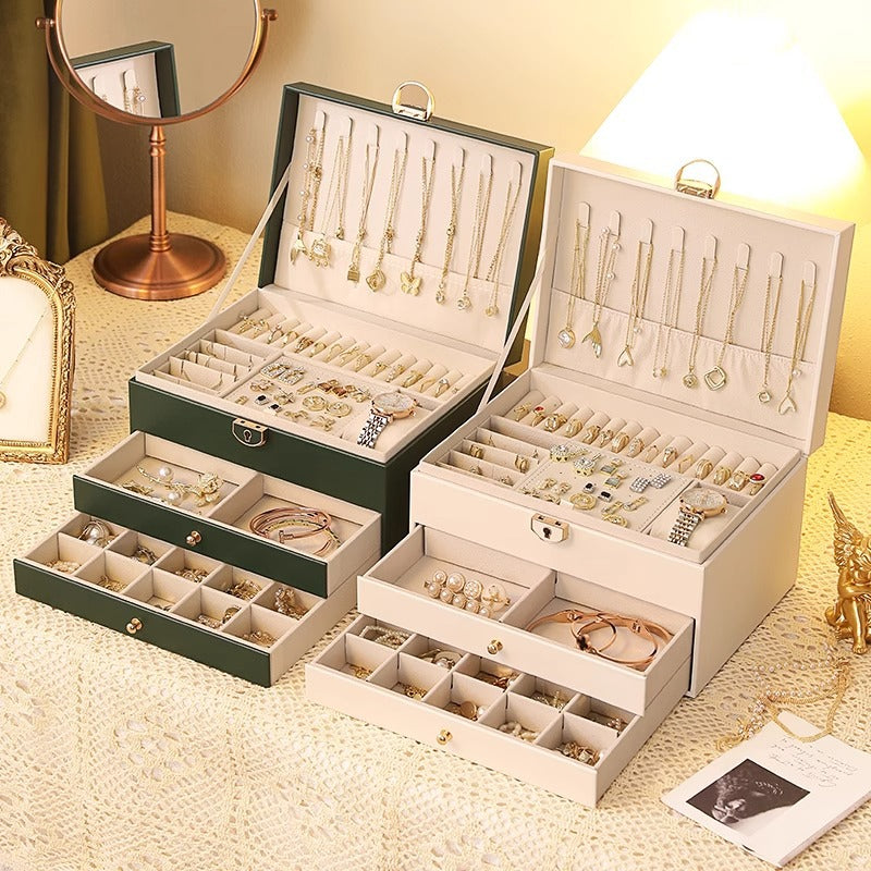 High-End Large Capacity Jewelry Storage Box Earrings Necklace Organizer