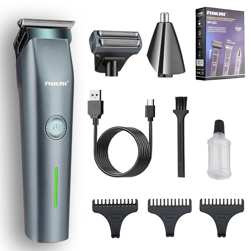 Men Three-in-One Electric Shaver Hair Clipper Nose Trimmer Set