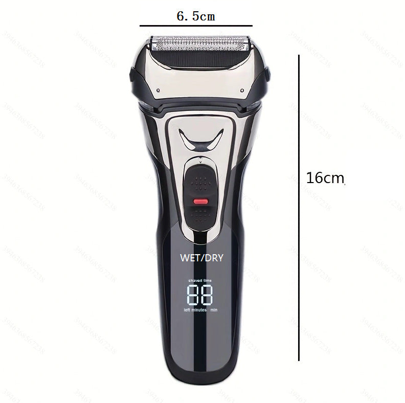 Men 3-Head Reciprocating Electric Shaver LCD Display Washable
