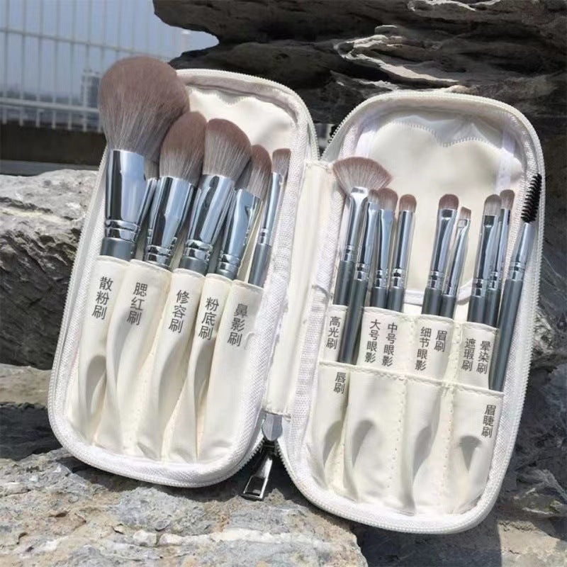 12-Piece Morandi Makeup Brush Set Travel Beauty Kit