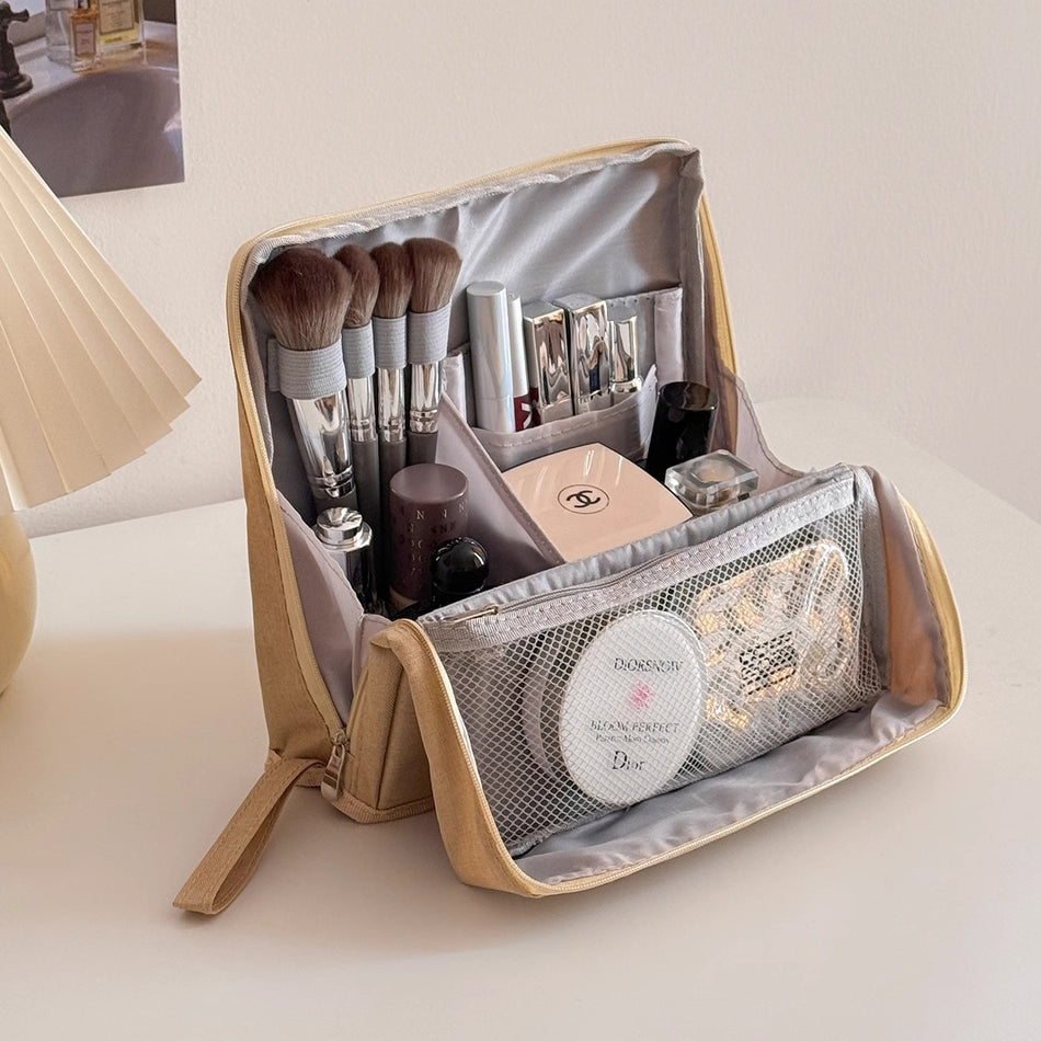 Large Capacity Stand-Up Pencil Case Portable Cosmetic Organizer