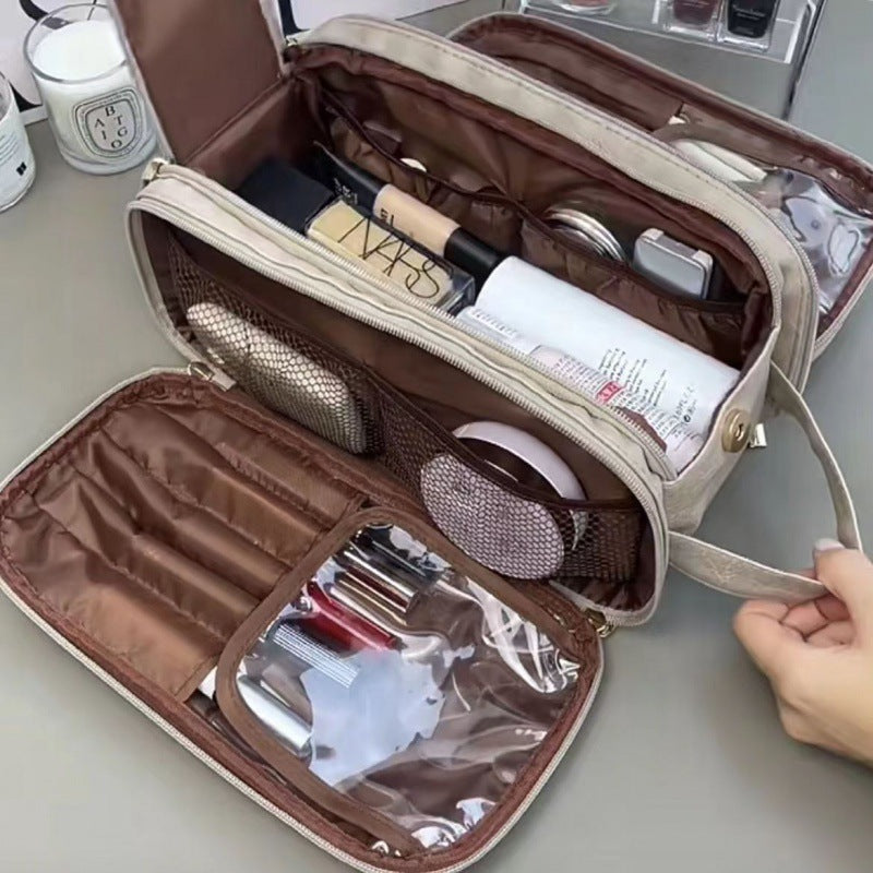 Large Capacity Cosmetic Bag Travel Toiletry and Brush Organizer