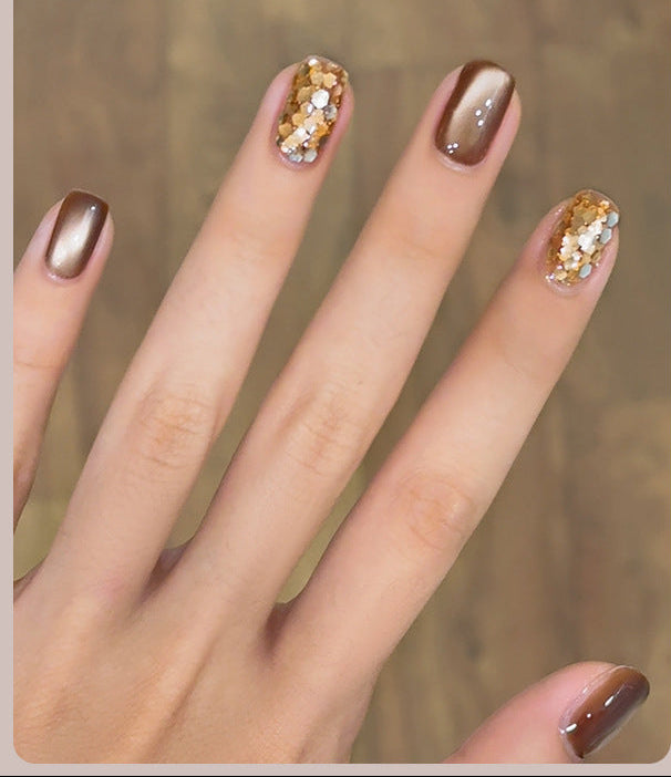 Cat Eye Gel Nail Polish Set White Caramel Coffee Shimmer
