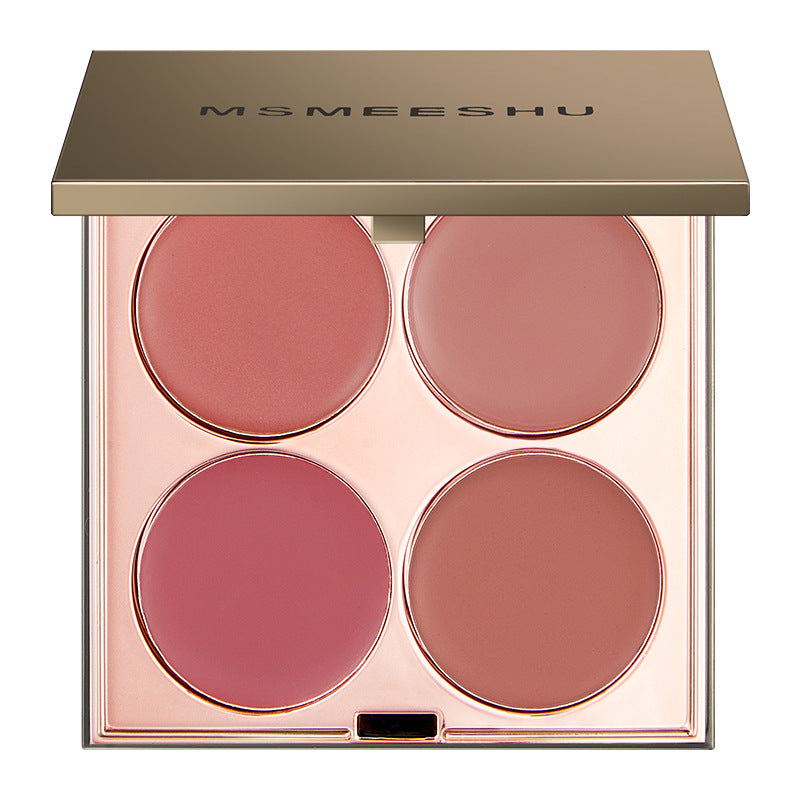 Four-Color Multi-Use Cream Palette Matte Lip Blush Compact Set