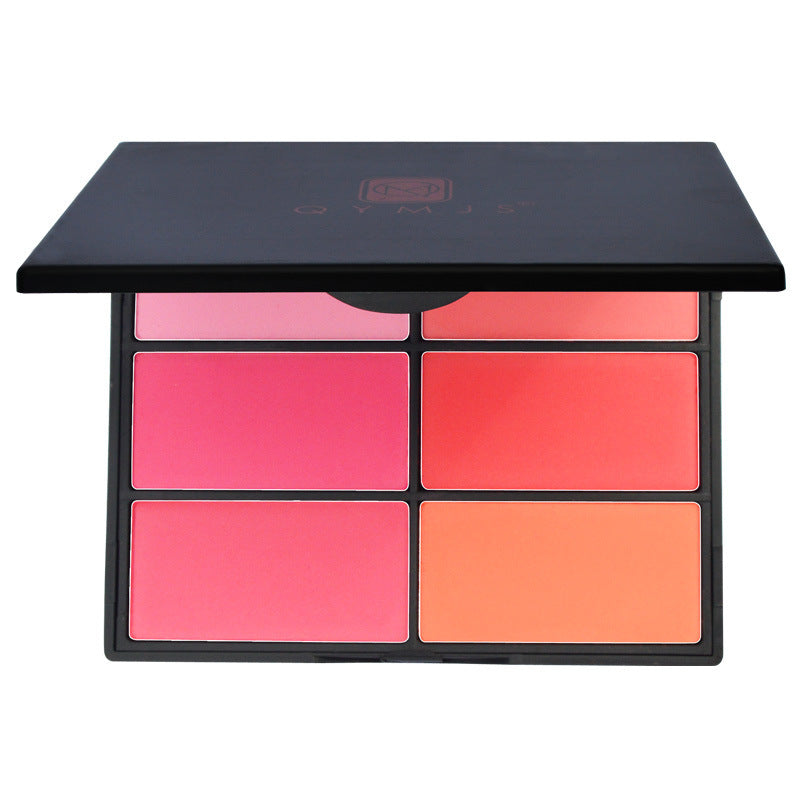Six-Color Matte Blush Palette Multi-Tone Natural Finish Powder Set