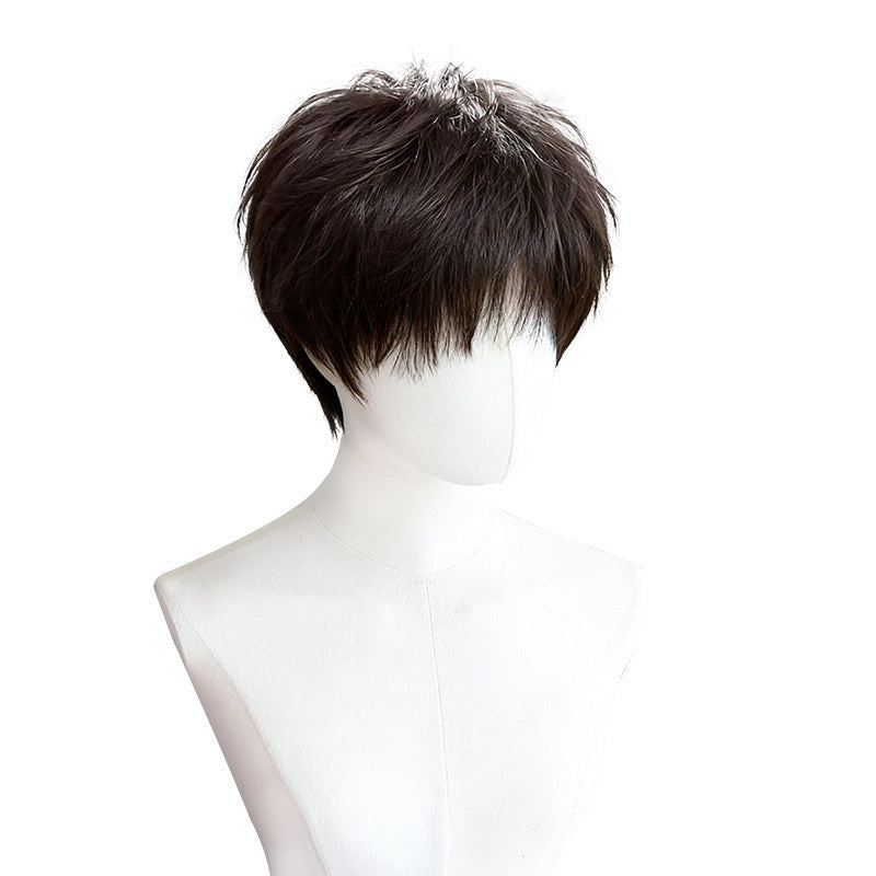 Men’s Real Human Hair Korean Style Short Wig Natural Look