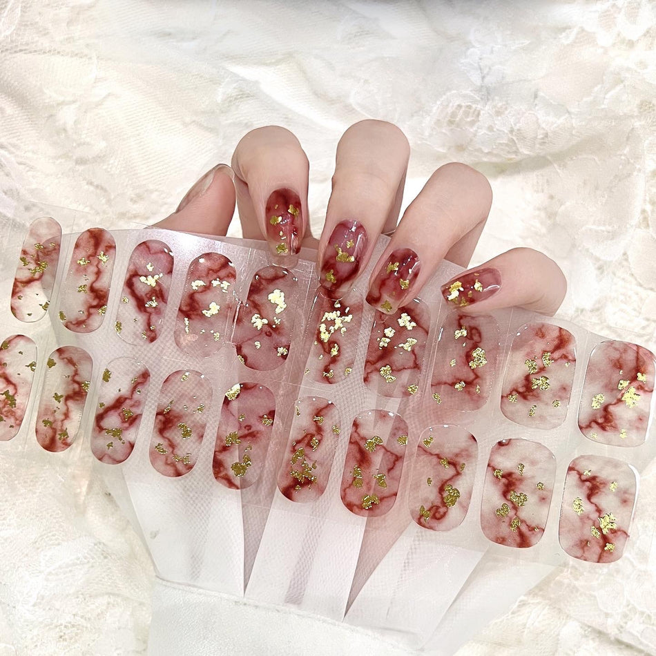 Gel Nail Stickers Full Cured Resin Nail Wrap Set