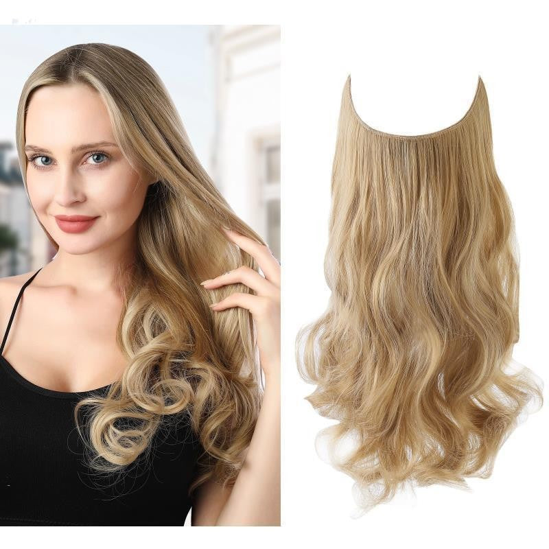 Matte High Temperature Fiber Fishing Line Hair Extension Long Curly Wig Piece