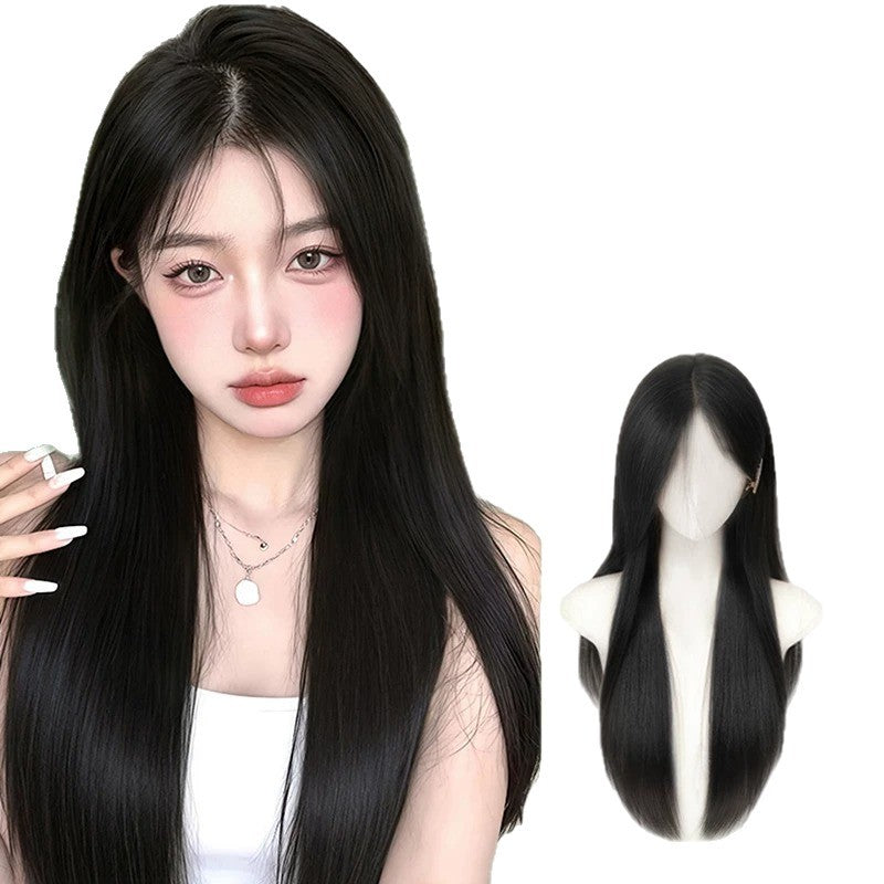 Long Straight Center Part Full Head Wig Set for Women Natural Look