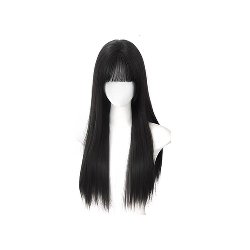 Long Straight Bangs Full Head Wig for Women Natural Daily Wea