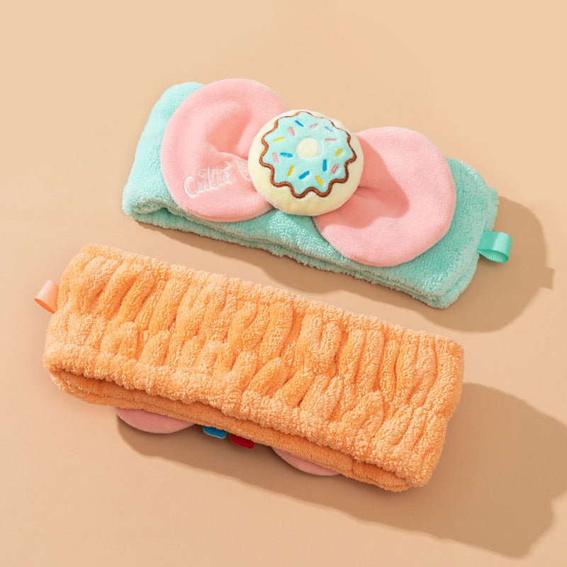 Coral Velvet Cartoon Makeup Headband for Face Washing and Skincare