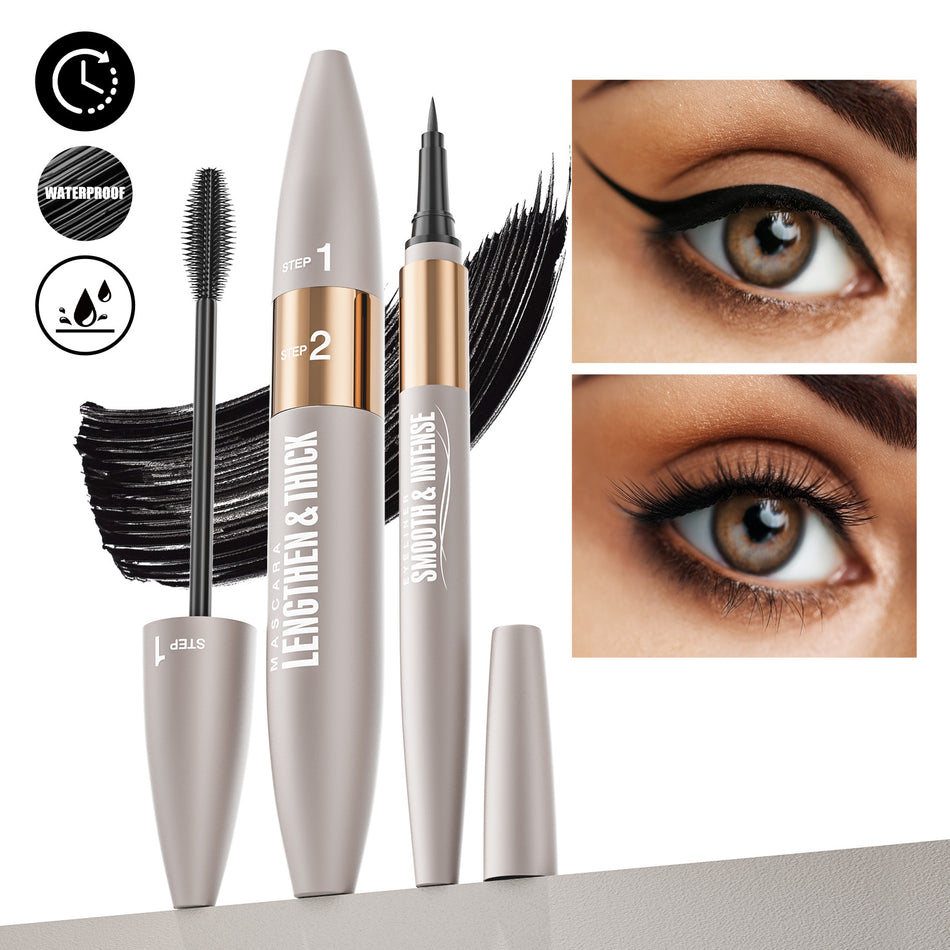 Dual-Effect Waterproof Curling Mascara Set Natural Volume