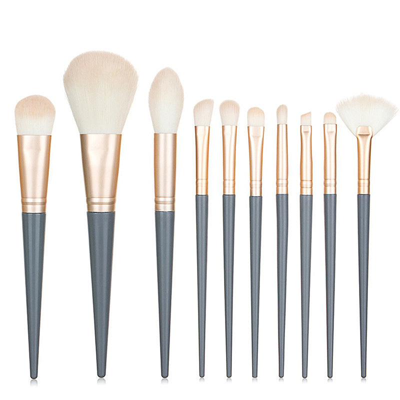 10-Piece Blue Bridge Makeup Brush Set for Face and Eyes