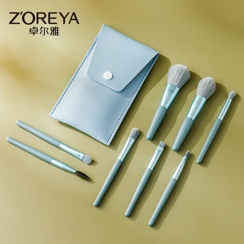 ZOREYA 8-Piece Morandi Makeup Brush Set with PU Pouch