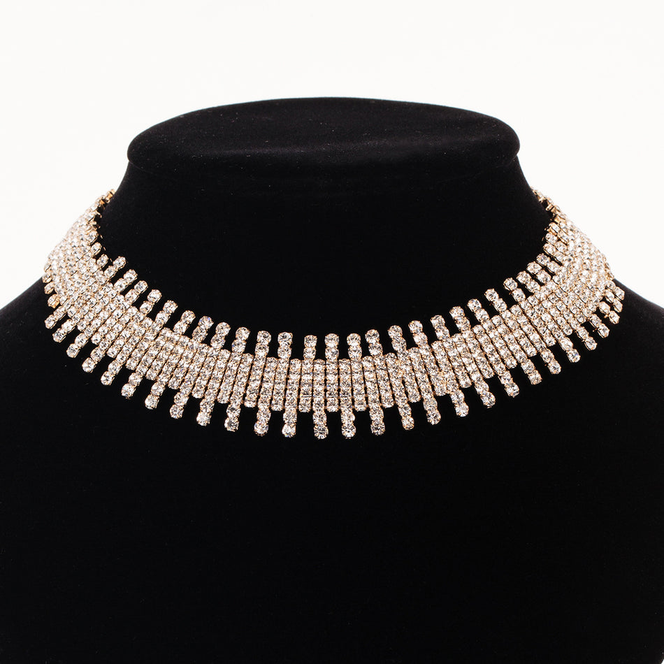 European & American Rhinestone Tassel Necklace