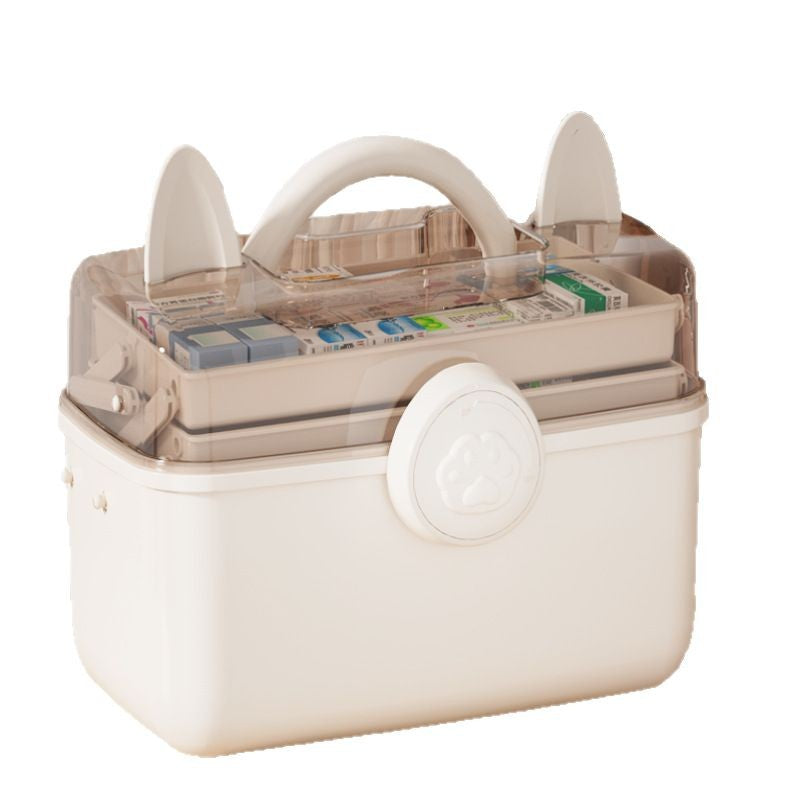 Cute Cat Storage Box – Multi-Layer Hair & Stationery Case