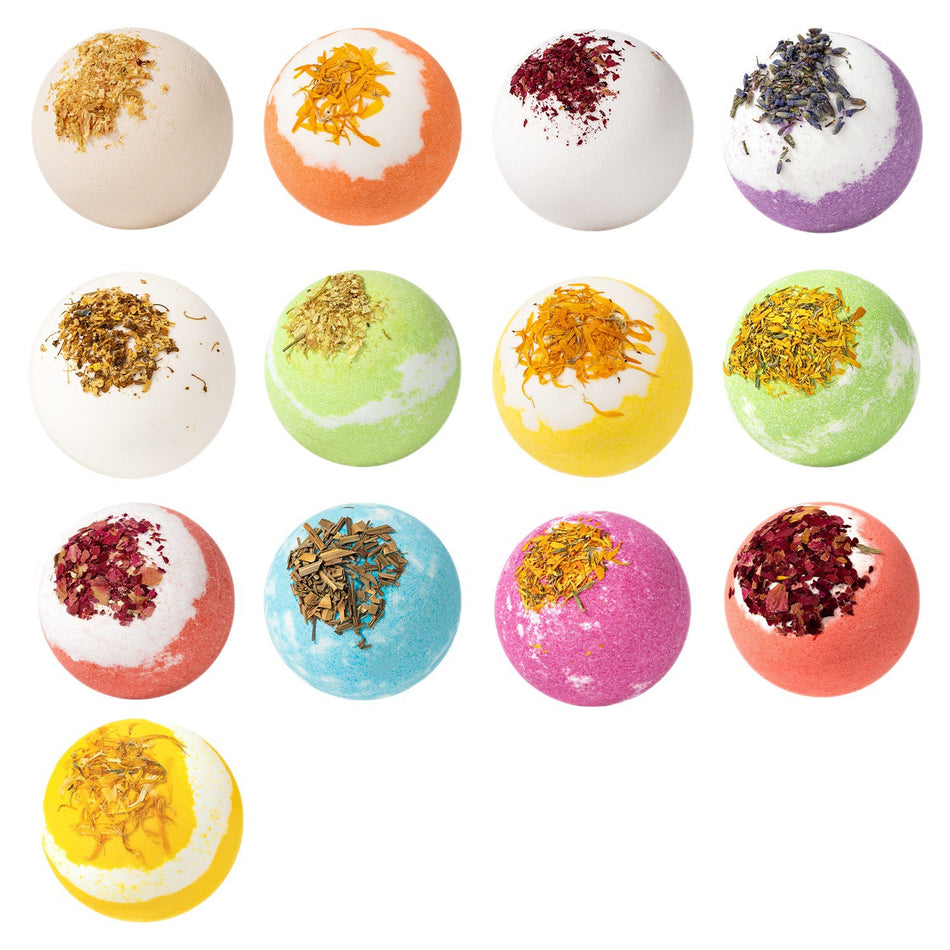Dried Flower Bath Bombs with Essential Oils – Moisturizing Bubble Balls