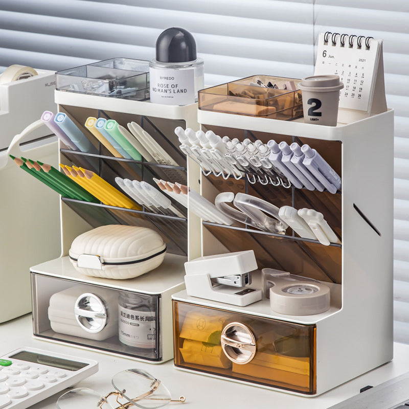 Large Cosmetic Storage Box with Mirror & Lipstick Holder