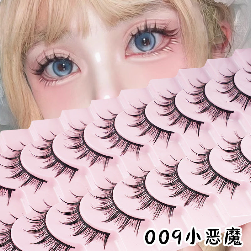 10 Pairs Hard-Stem False Eyelashes – Cartoon Little Devil Style
