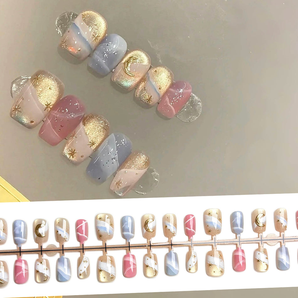 Galaxy Glass Bead Cat Eye Wearable Nails