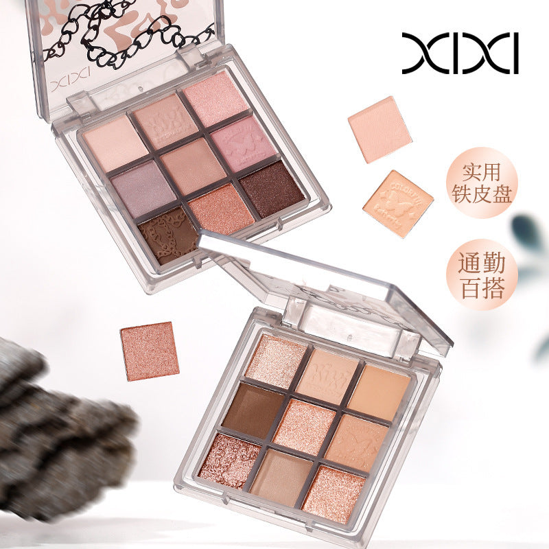 Xixi Nine-Color Eyeshadow Palette – Milk Tea Nude Pearlescent & Matte