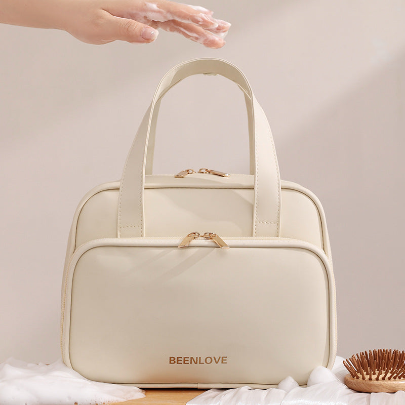 Beilian Portable Cosmetic Bag – Large Capacity Leather Travel Toiletry Bag