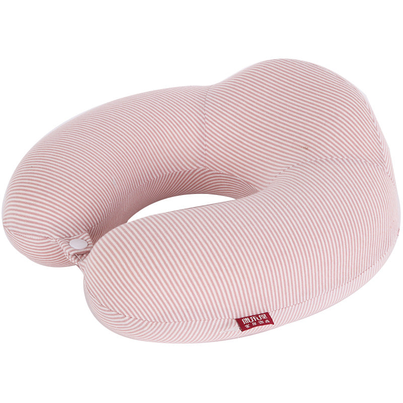 Striped Memory Foam Neck Pillow – Classic Support