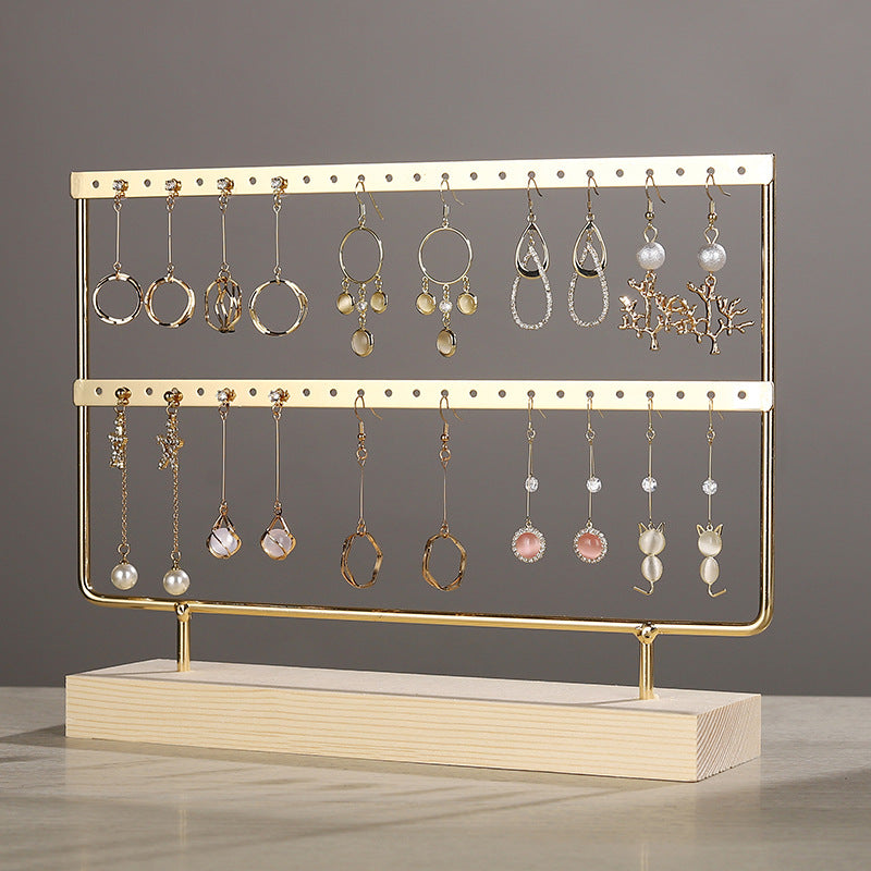 Solid Wood & Iron Earring Jewelry Rack Household Display Stand