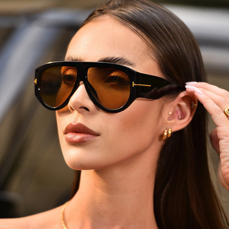 Retro Aviator Large-Frame Sunglasses for Men & Women