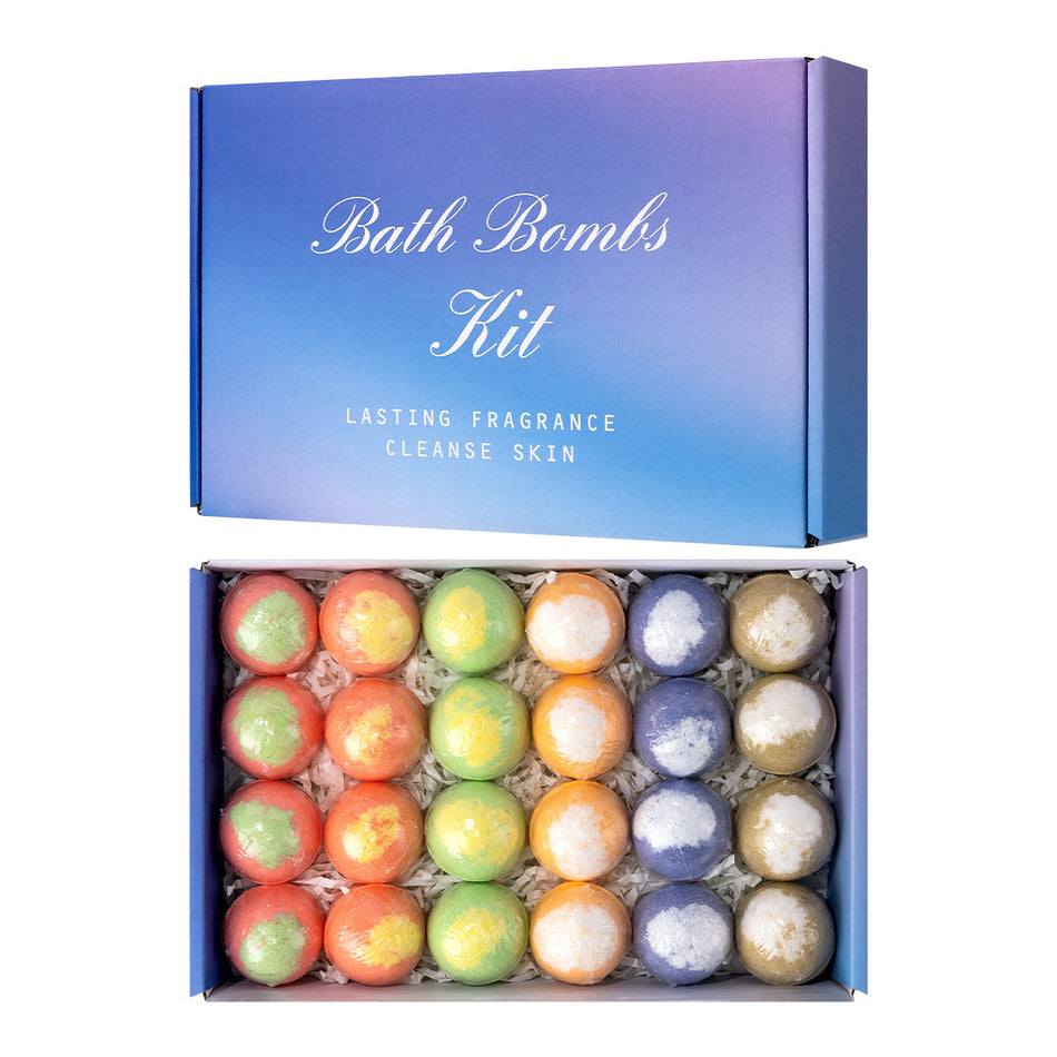 24-Pack Bubble Bath Bomb Gift Box – Essential Oil Bath Balls