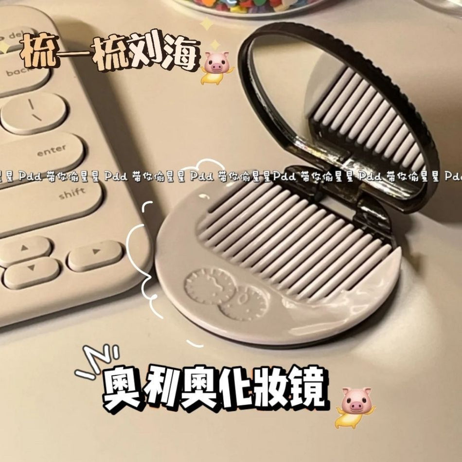 Creative Oreo Chocolate Biscuit Mini Folding Cosmetic Mirror