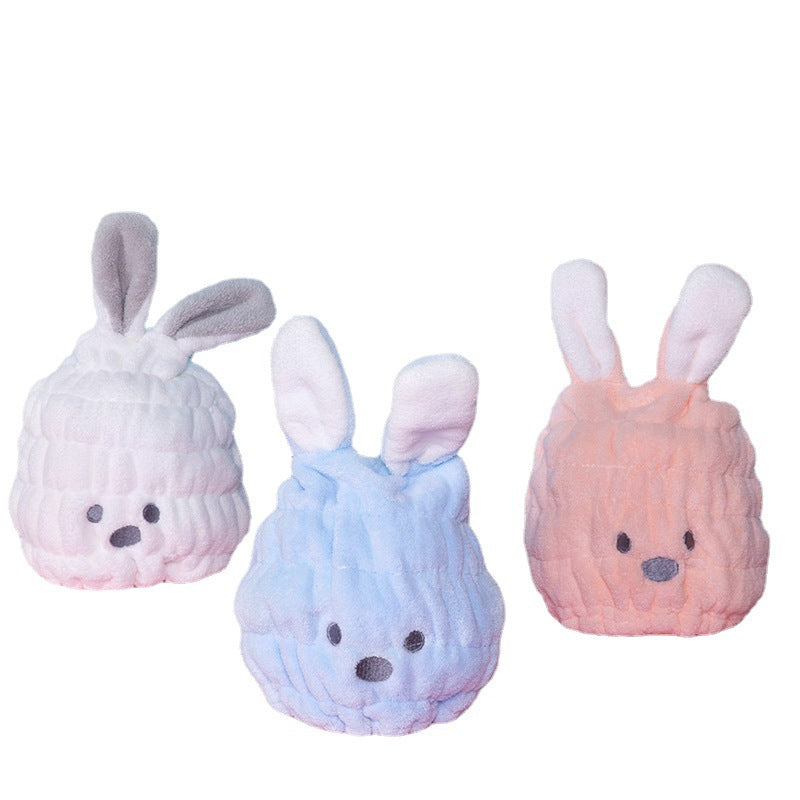Cartoon Rabbit Coral Fleece Hair Drying Cap