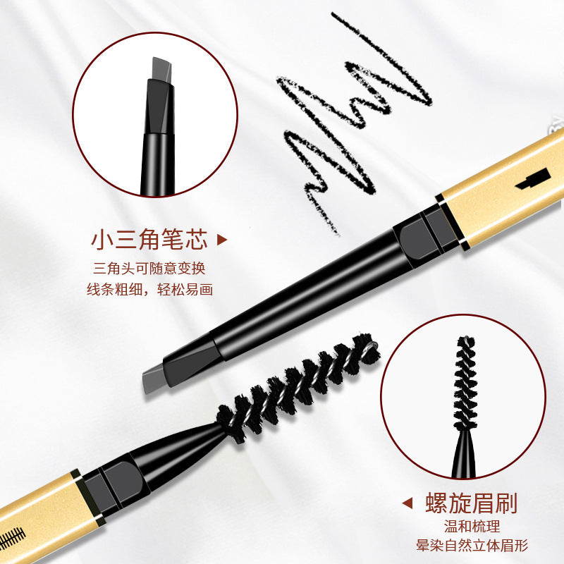 MAIOLI Small Gold Bar Ultra-Fine Double-Ended Eyebrow Pencil – 3D Sculpting, Long-Lasting, Smudge-Proof Triangle Brow Pencil