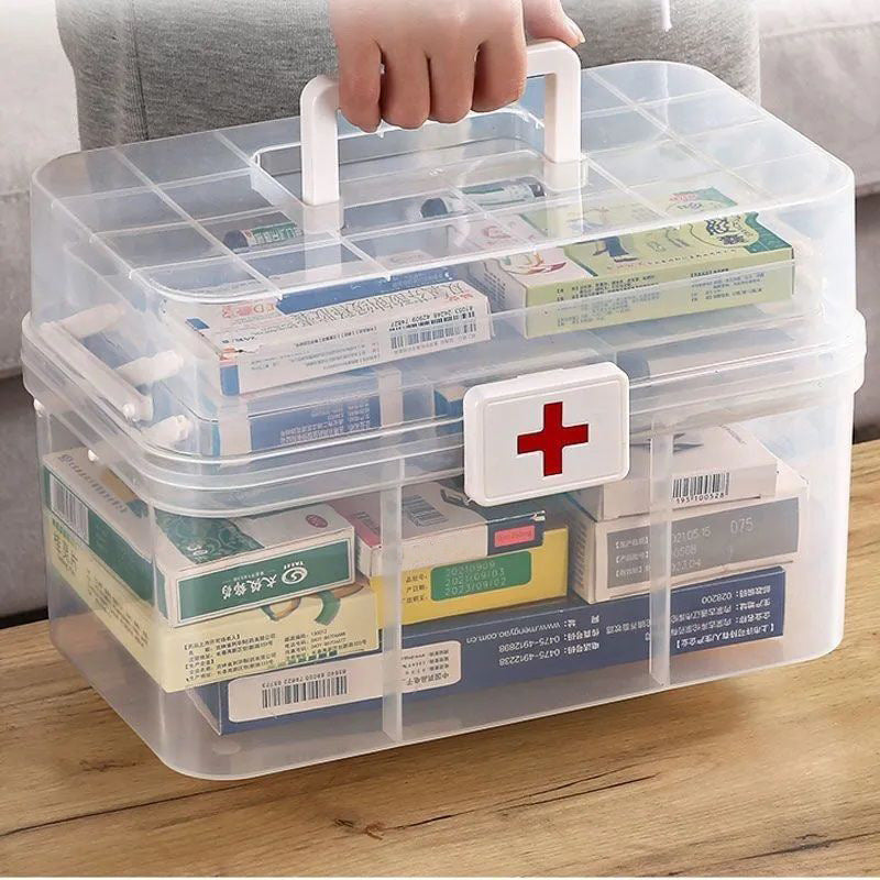 Large-Capacity Multi-Layer Transparent Medicine Storage Box