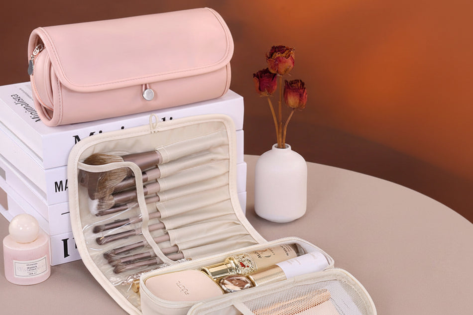 Yuncai Foldable Professional PU Makeup Brush Bag